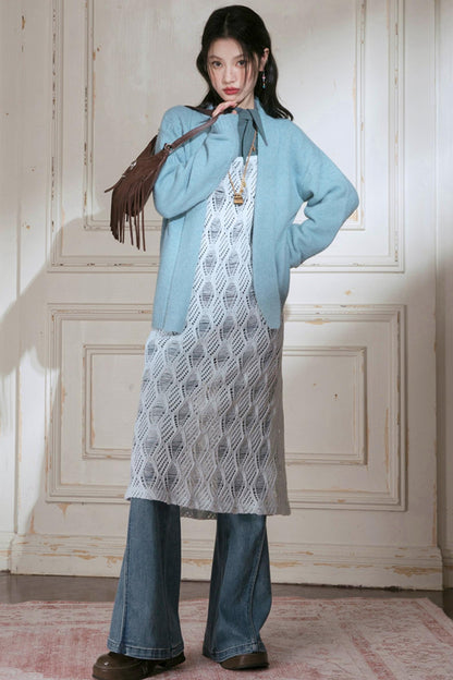 Misty Lake Blue Woolen Sweater Set