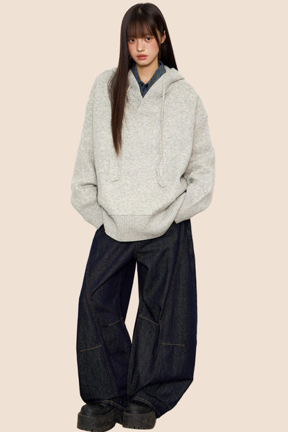 Lazy Vintage V-Neck Knit Sweater