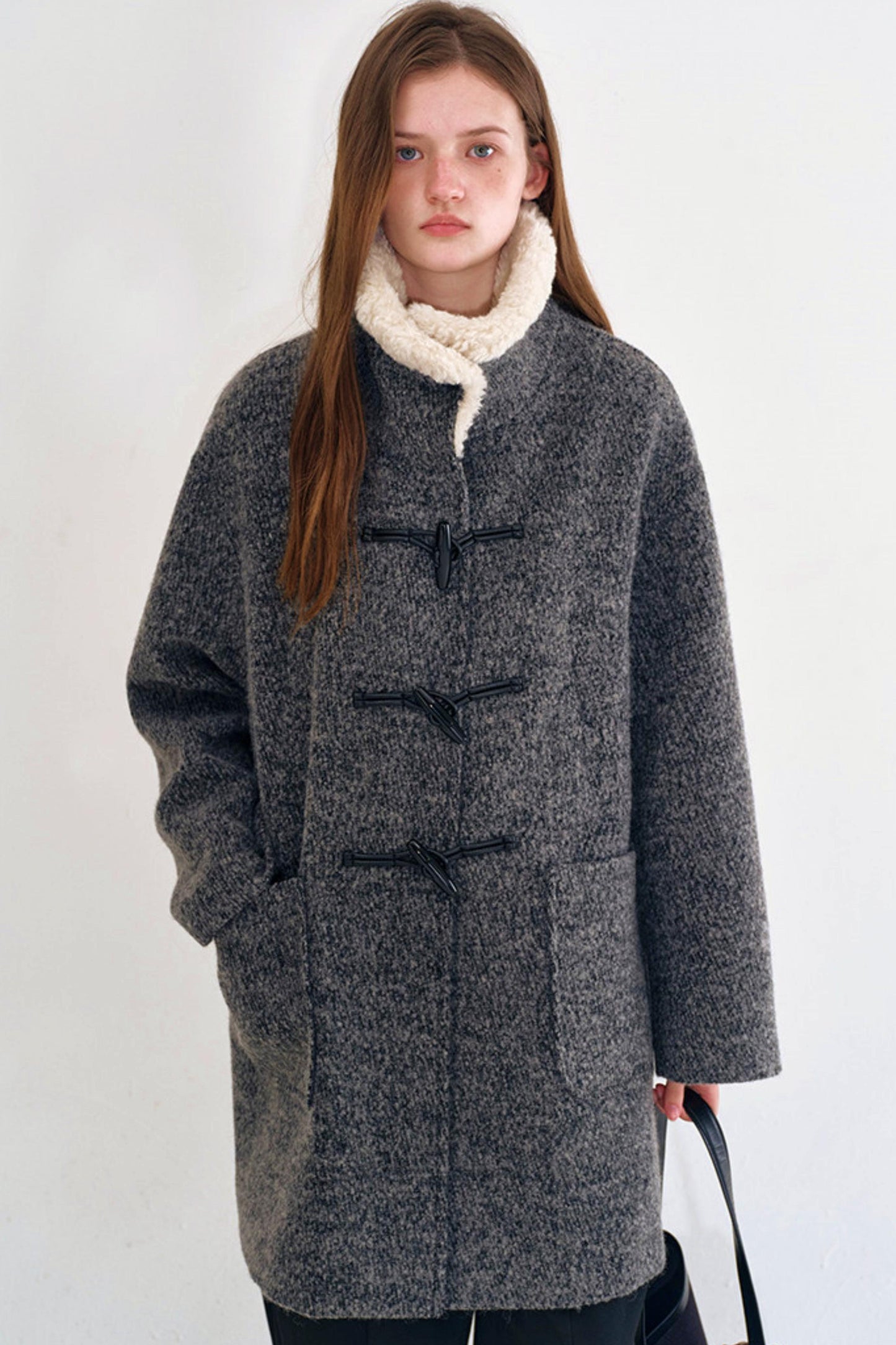 Snowflake Wool Fur Collar Coat