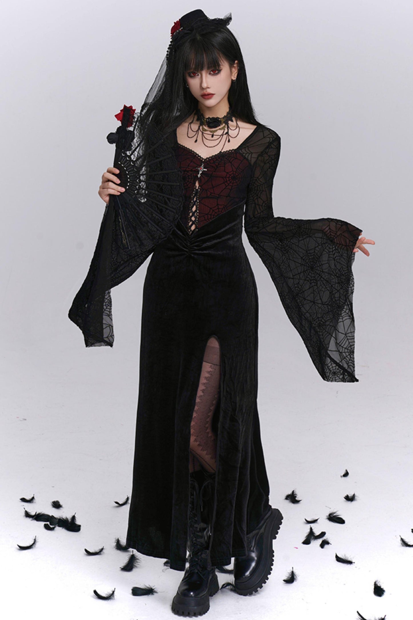 Sexy Gothic Flared Sleeve Dress