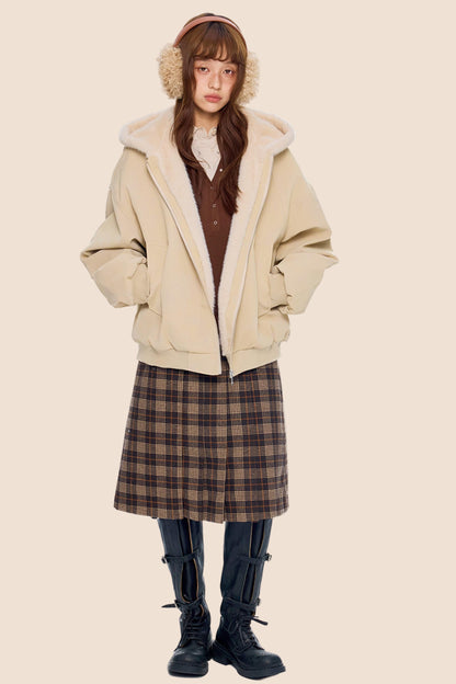 Mountain Carving Fur Collar Jacket