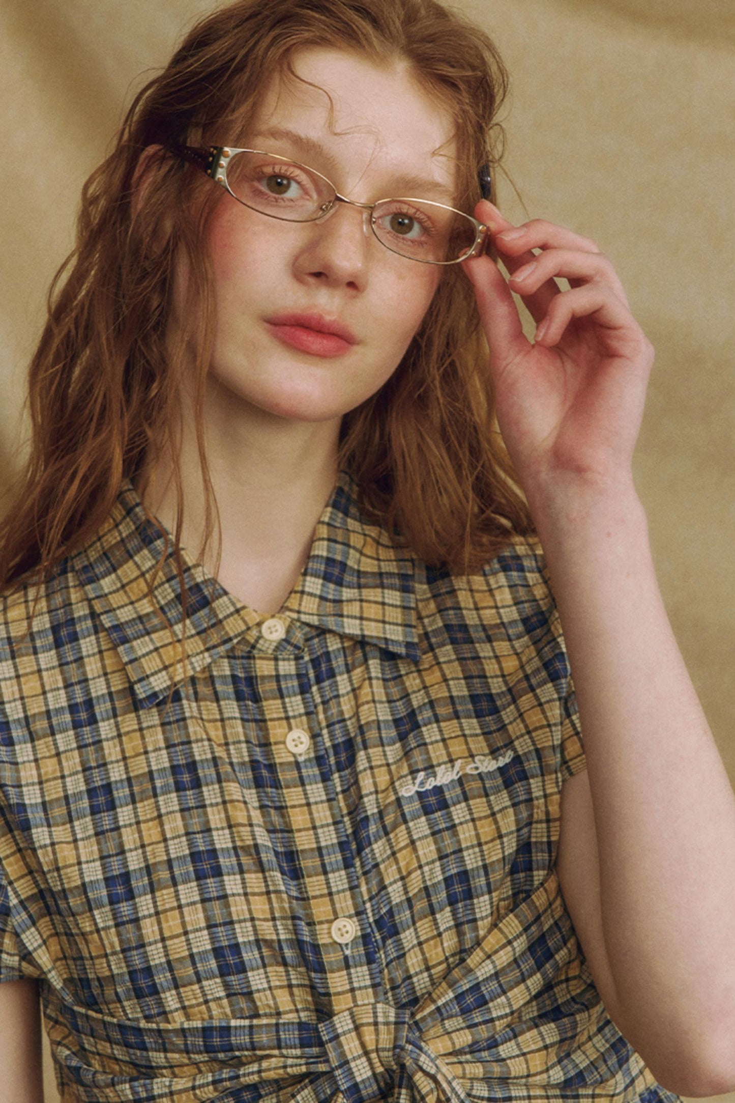 Chic Plaid Bow Tie Blouse