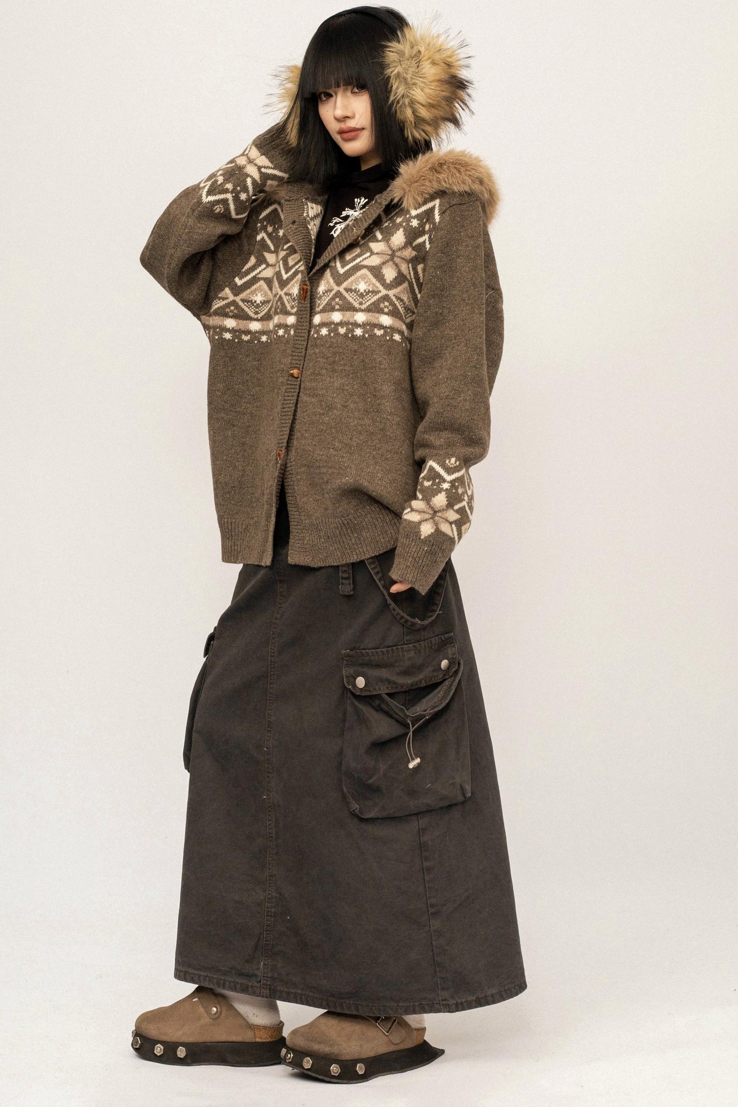 Hooded Fair Isle Cardigan