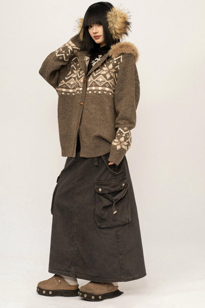Hooded Fair Isle Cardigan