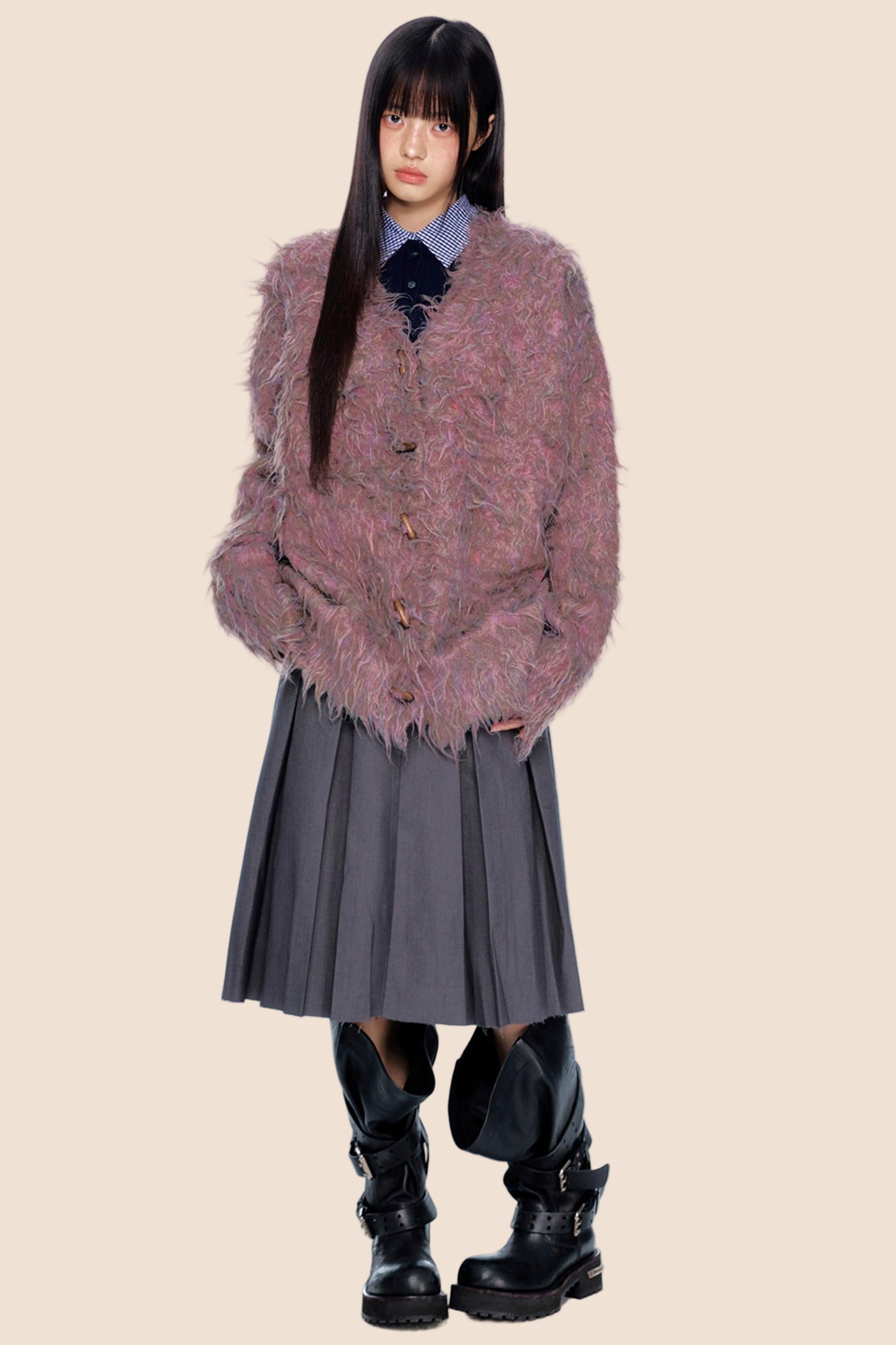 Retro Brushed Knit Cardigan