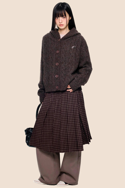 Plaid Rivet Pleated Skirt
