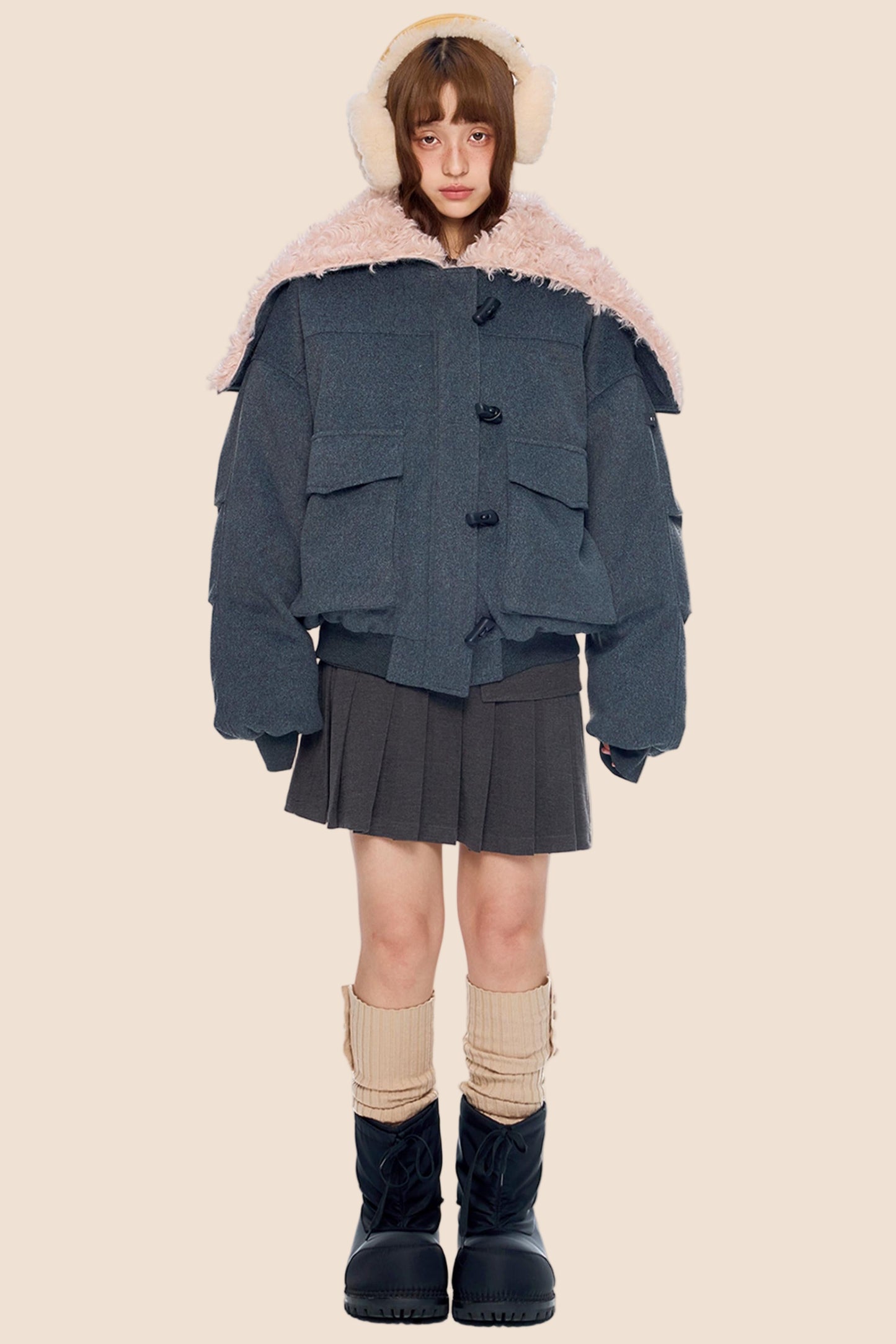 Woolen Pleated Skirt