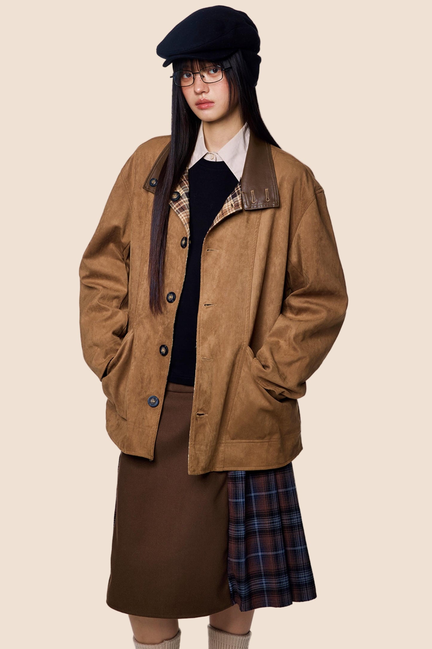 Vintage Suede Plaid Jacket