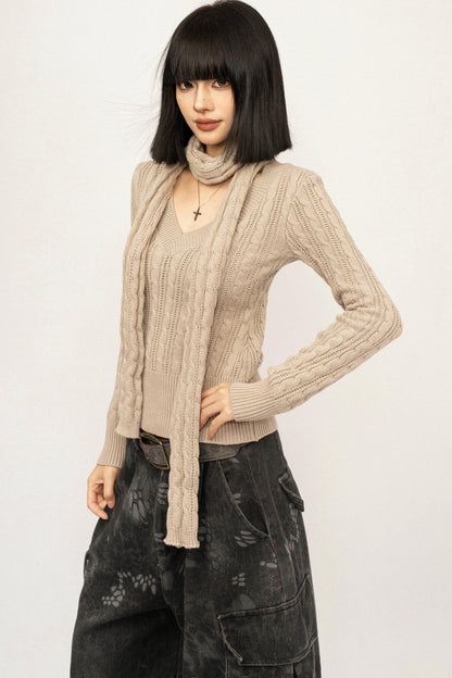 Black Ribbon Knit Top