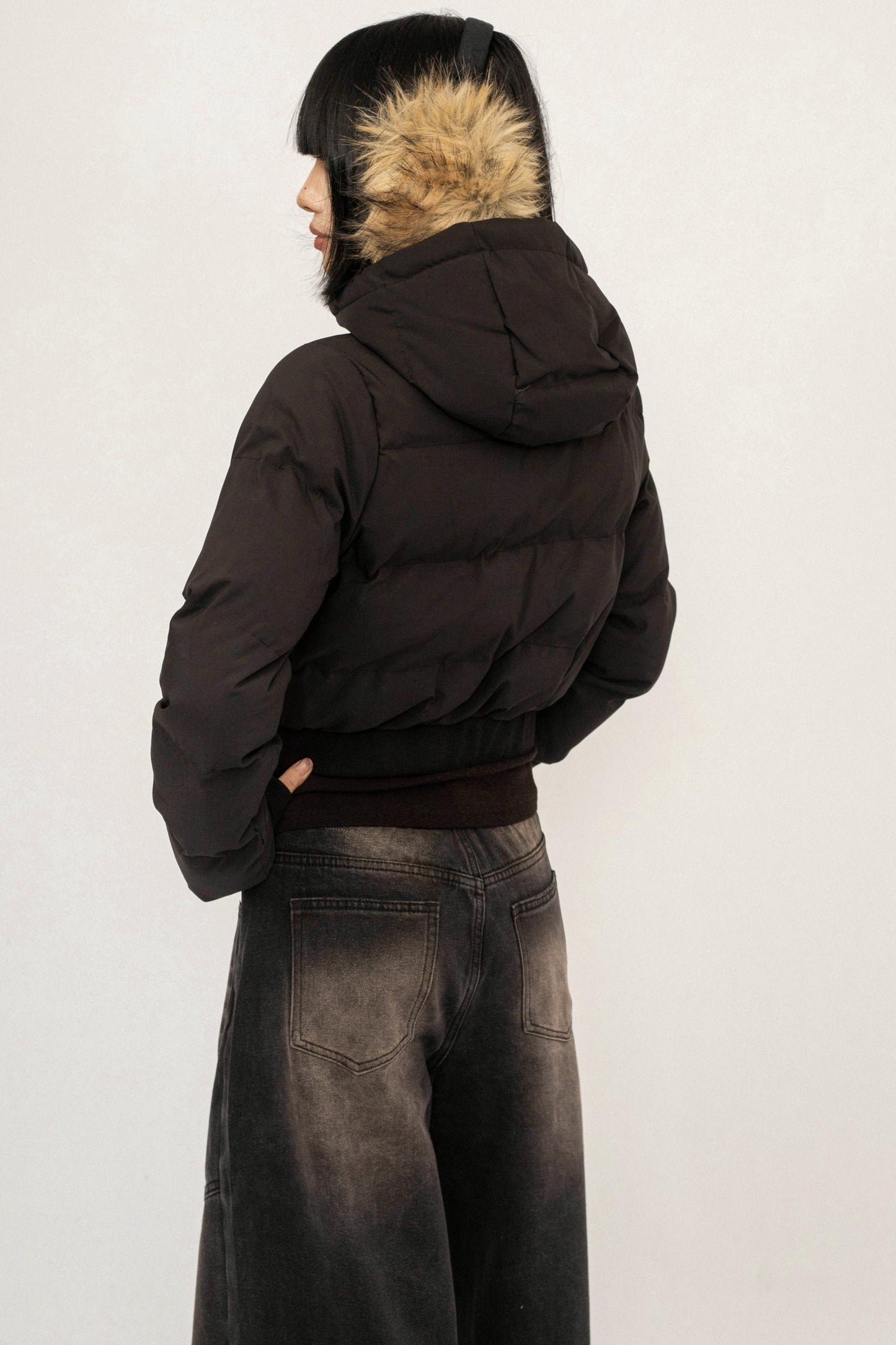 Retro Black Hooded Jacket