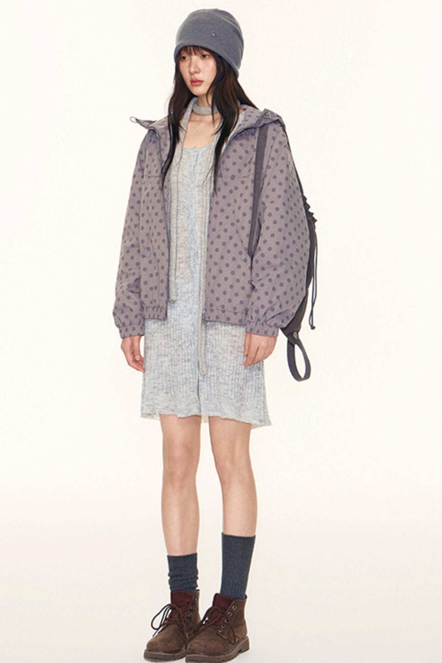 Autumn Polka Dot Hooded Jacket