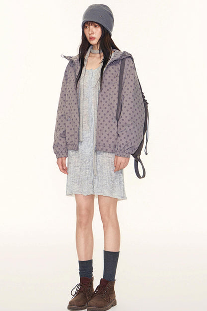 Autumn Polka Dot Hooded Jacket