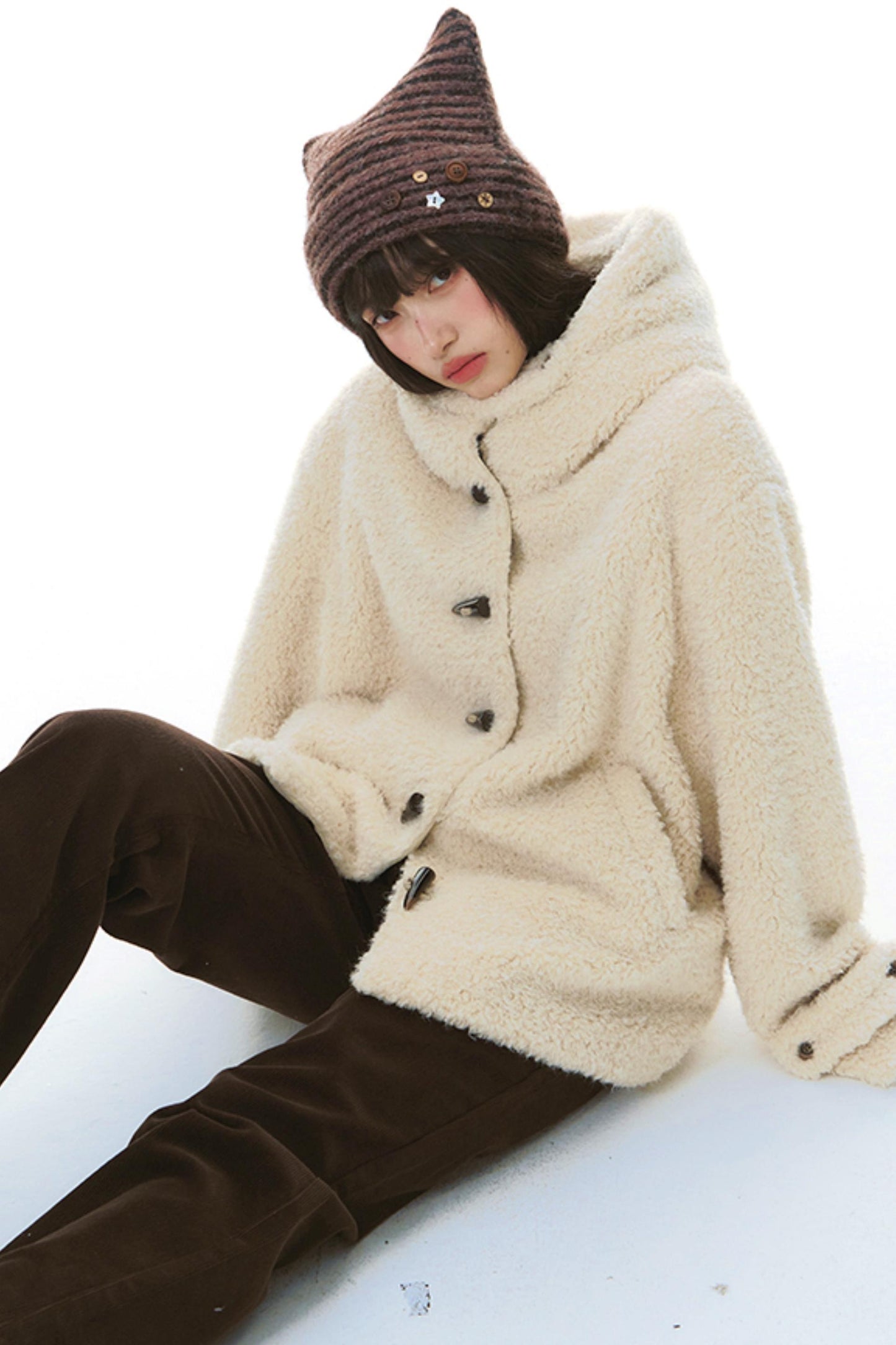 Striped Cat Ear Knit Hat