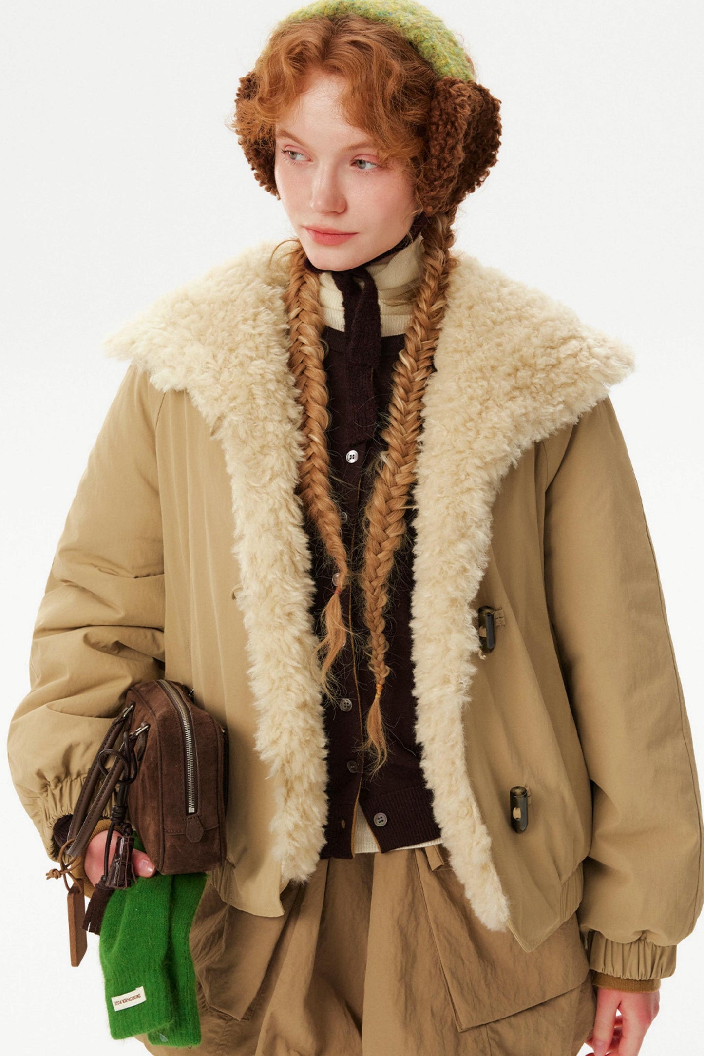 Toggle Button Fur Collar Parka Jacket