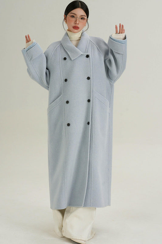 Elegant Blue Wool Coat