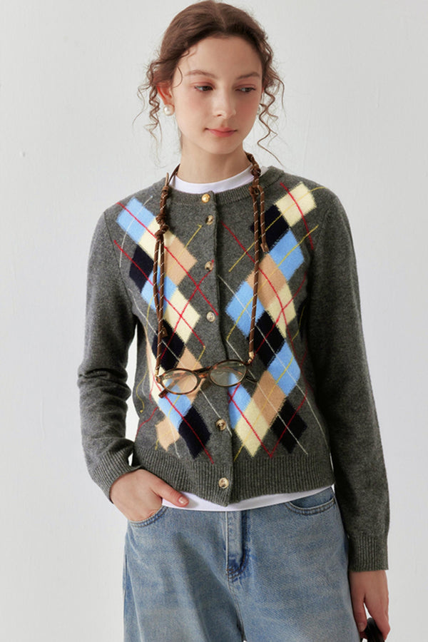 All-Wool Quilted Layering Sweater Cardigan