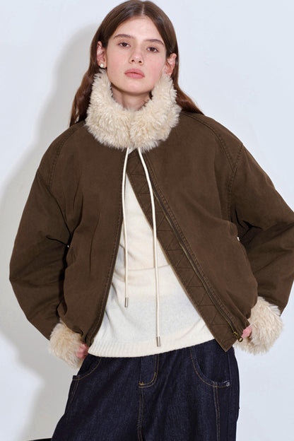 Color-Blocked Floral Cotton Jacket