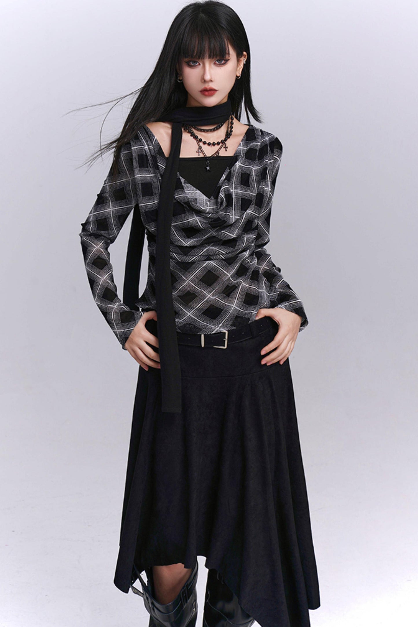 Black And Brown Plaid Top