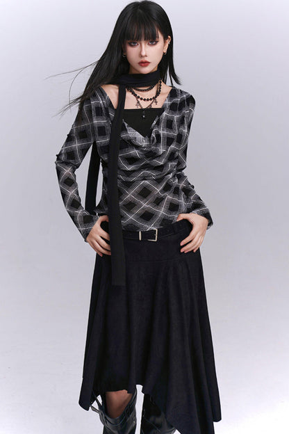 Black And Brown Plaid Top