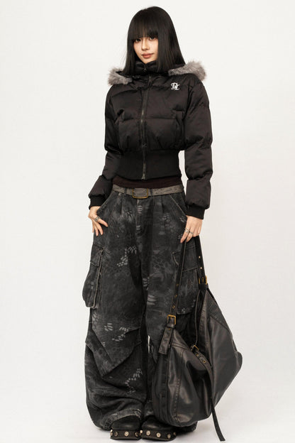 Retro Hooded Fur Collar Jacket