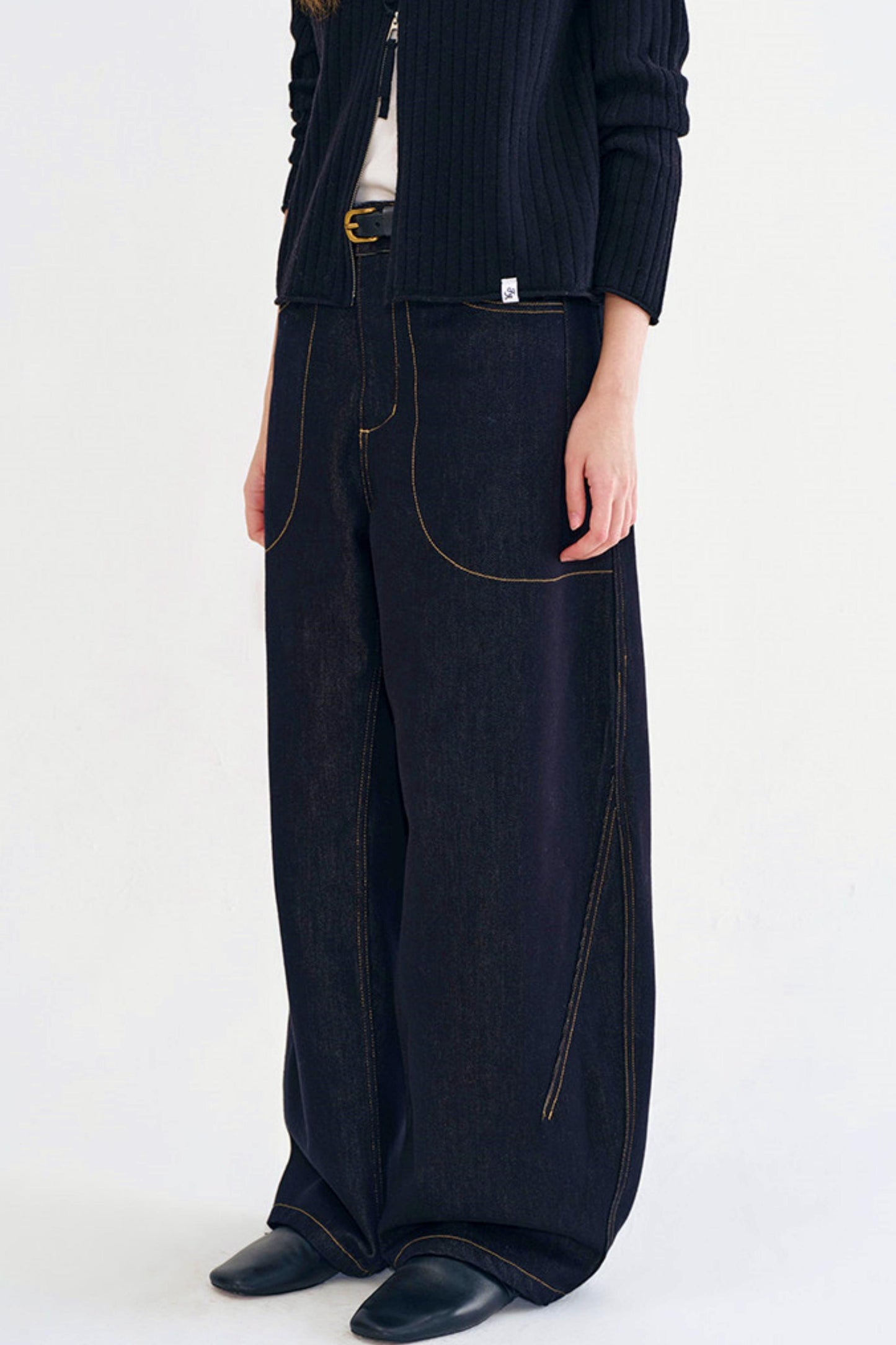 Washed Black Retro Denim Pants