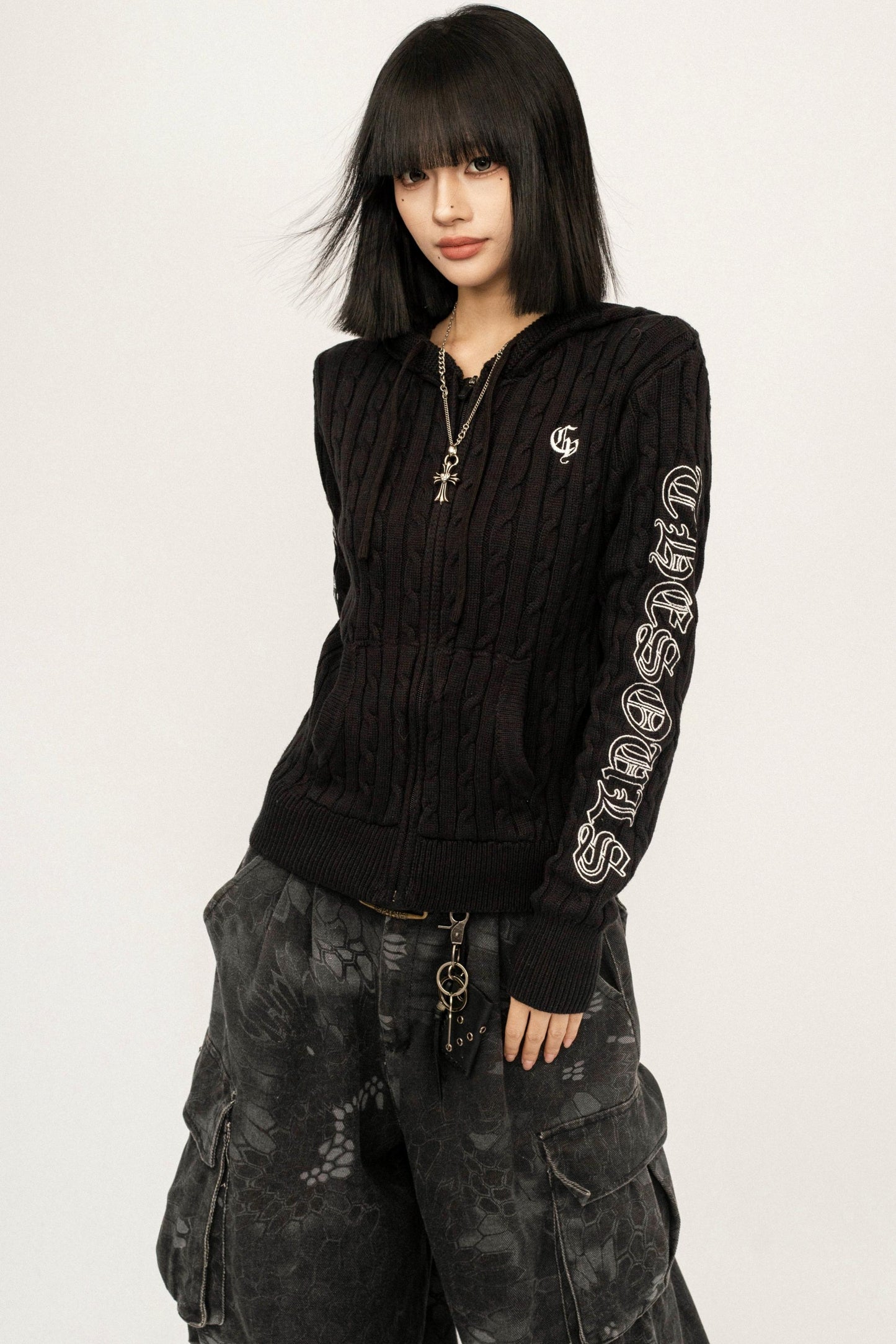 Retro Hooded Knit Cardigan