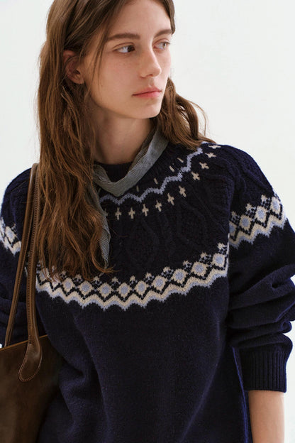Nordic Wool Cable Knit Sweater
