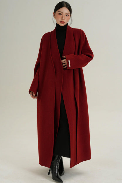 Sophisticated Red Wool Coat