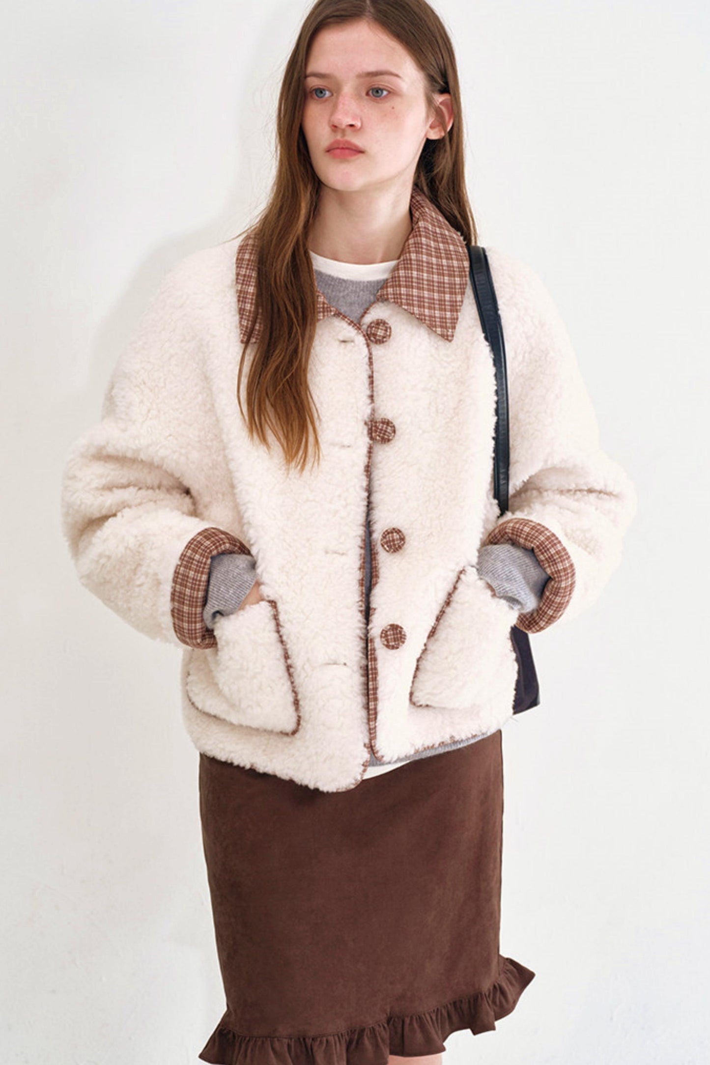 Plaid Wool Patchwork Coat