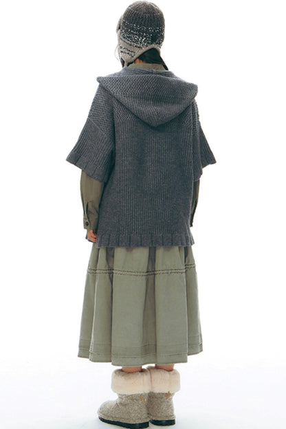 Vintage Horn Button Hooded Coat