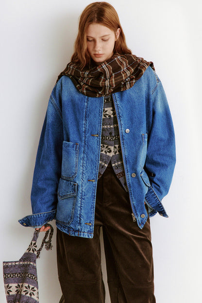 Washed Denim Jacket With Pockets