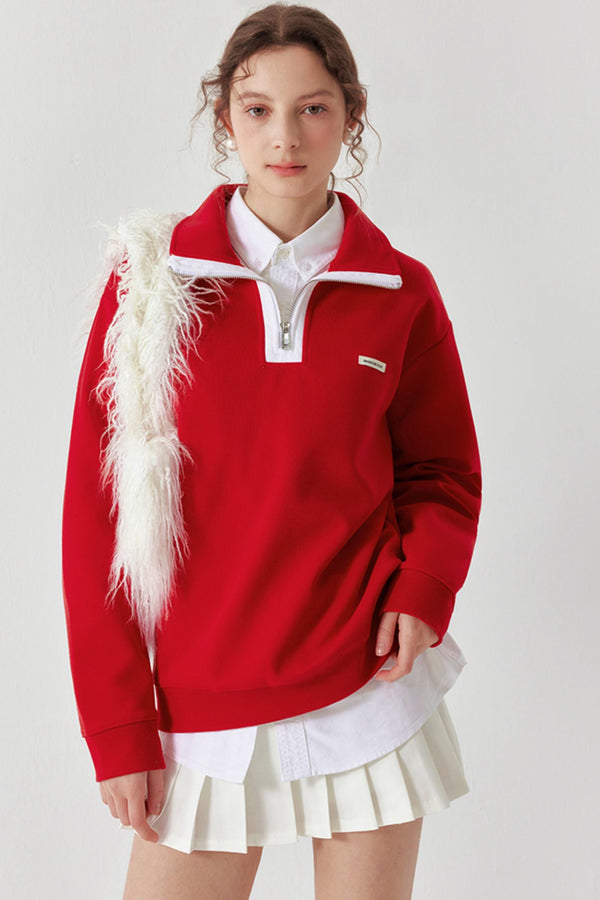 Half-Zip Stand-Up Collar Sweater