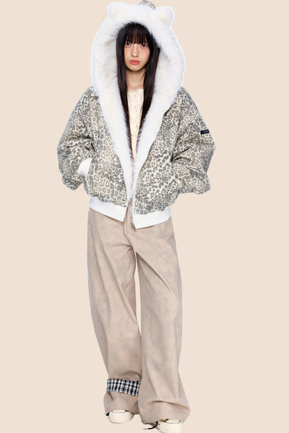 Reversible Leopard Hooded Jacket