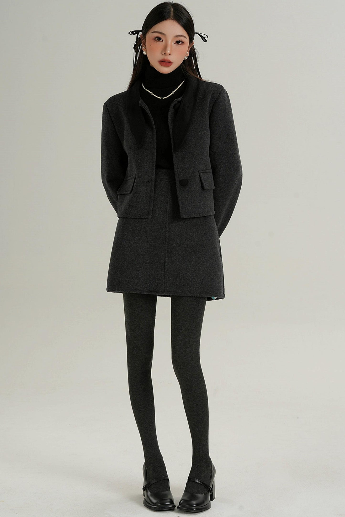 Sophisticated Two-Piece Wool Fashion Coat Set