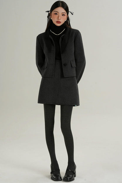 Sophisticated Two-Piece Wool Fashion Coat Set