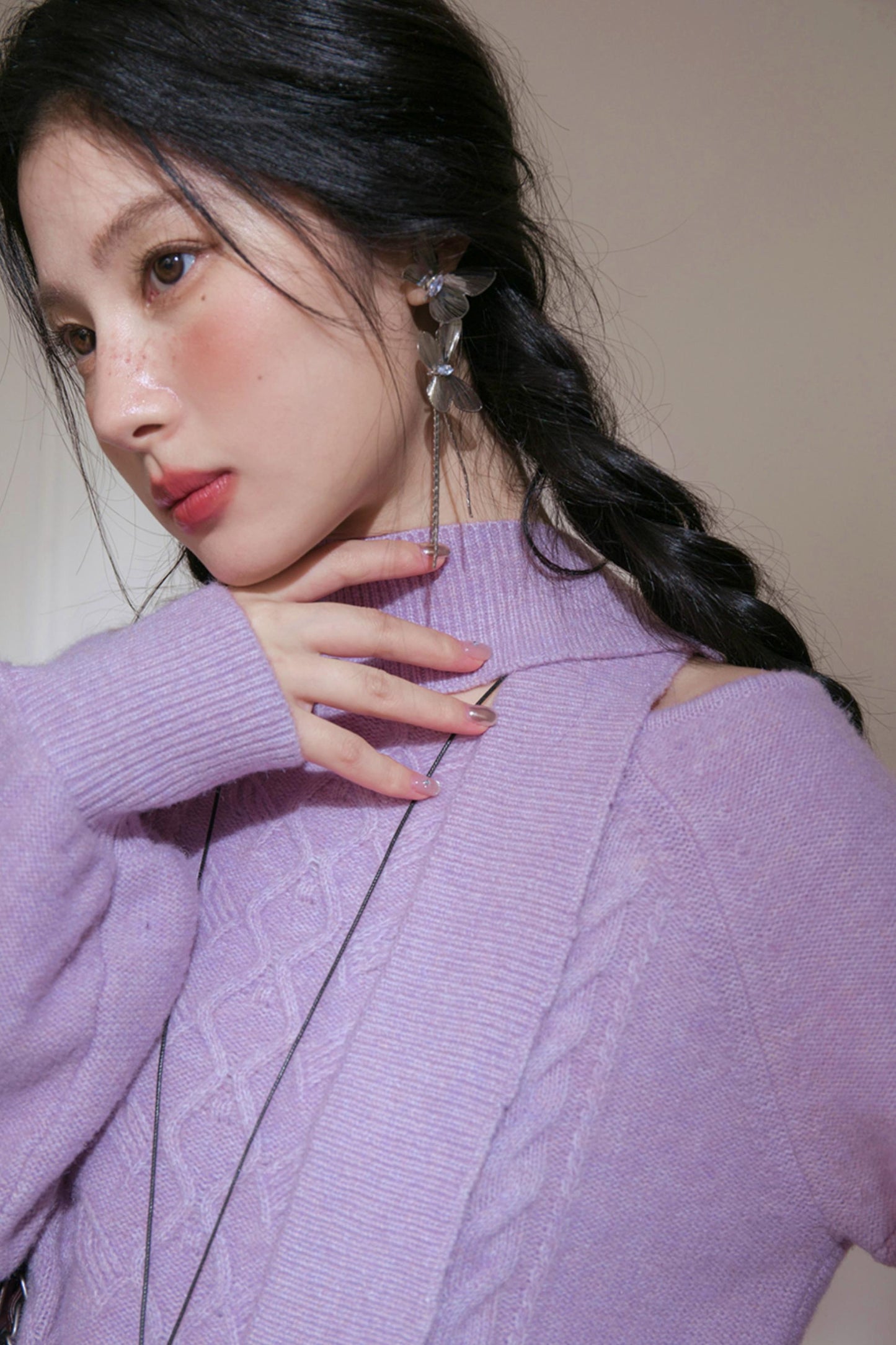 Violet Wool Lantern Sleeve Sweater