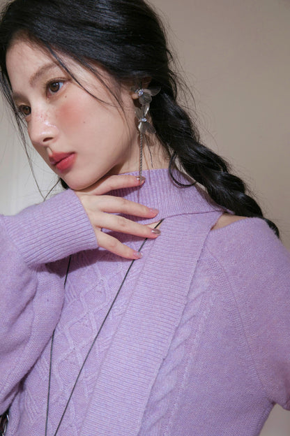 Violet Wool Lantern Sleeve Sweater