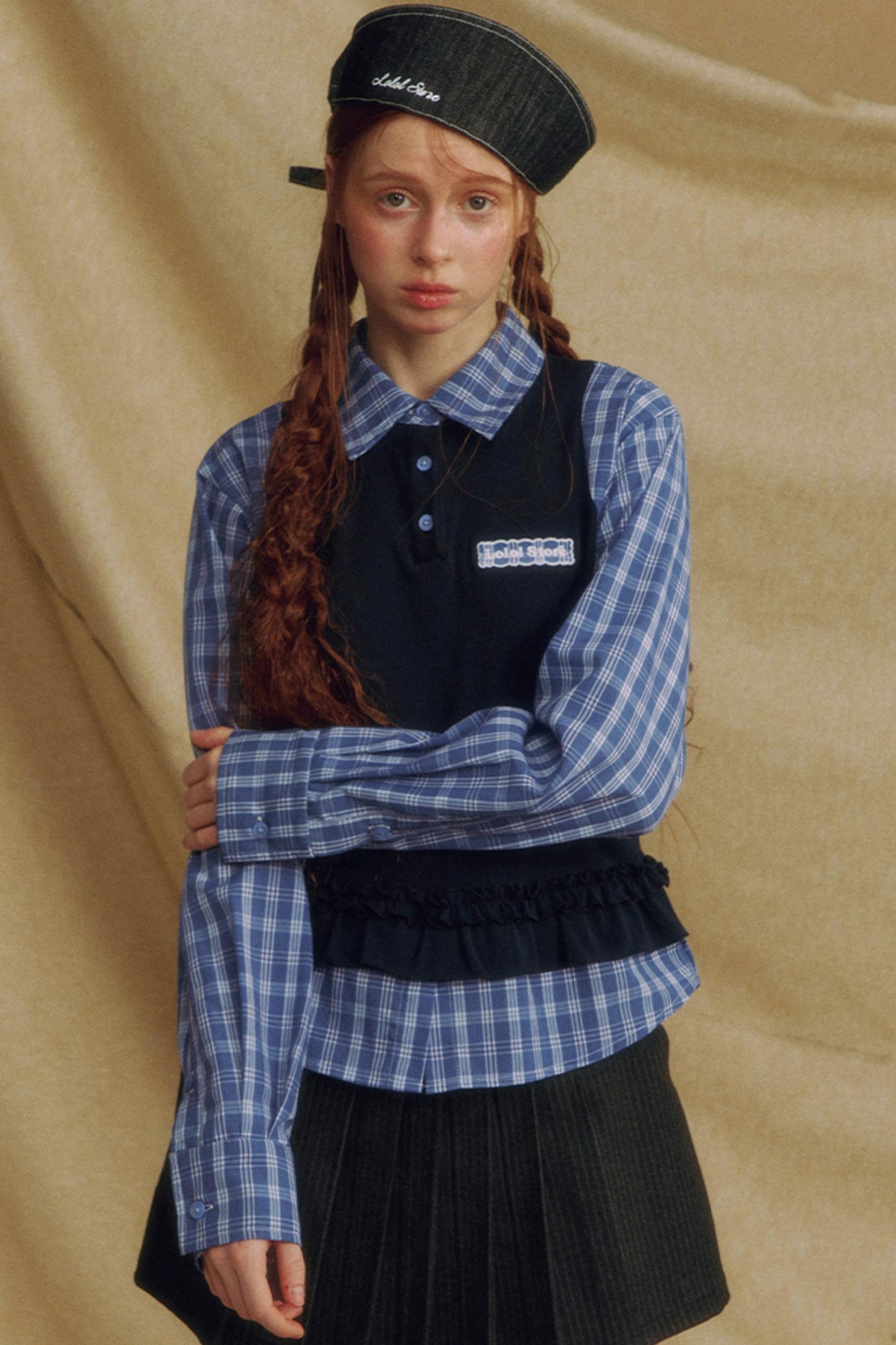 Chic Plaid Lace Layered Top