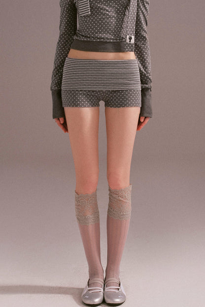 Polka Dot Off Shoulder Shorts Set-Up