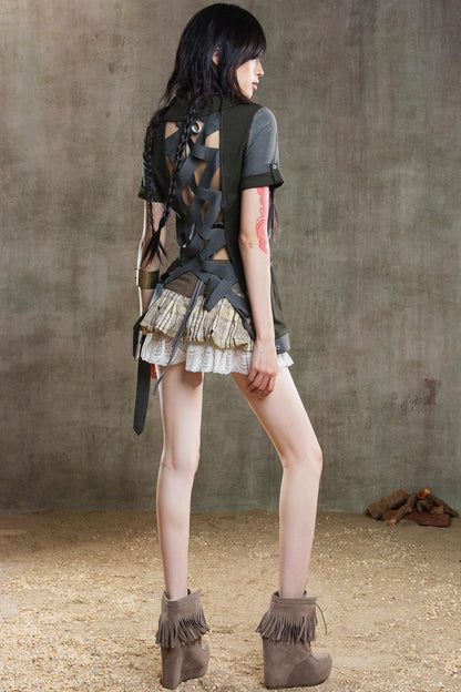 Color-Block Skort Deluxe Skirt