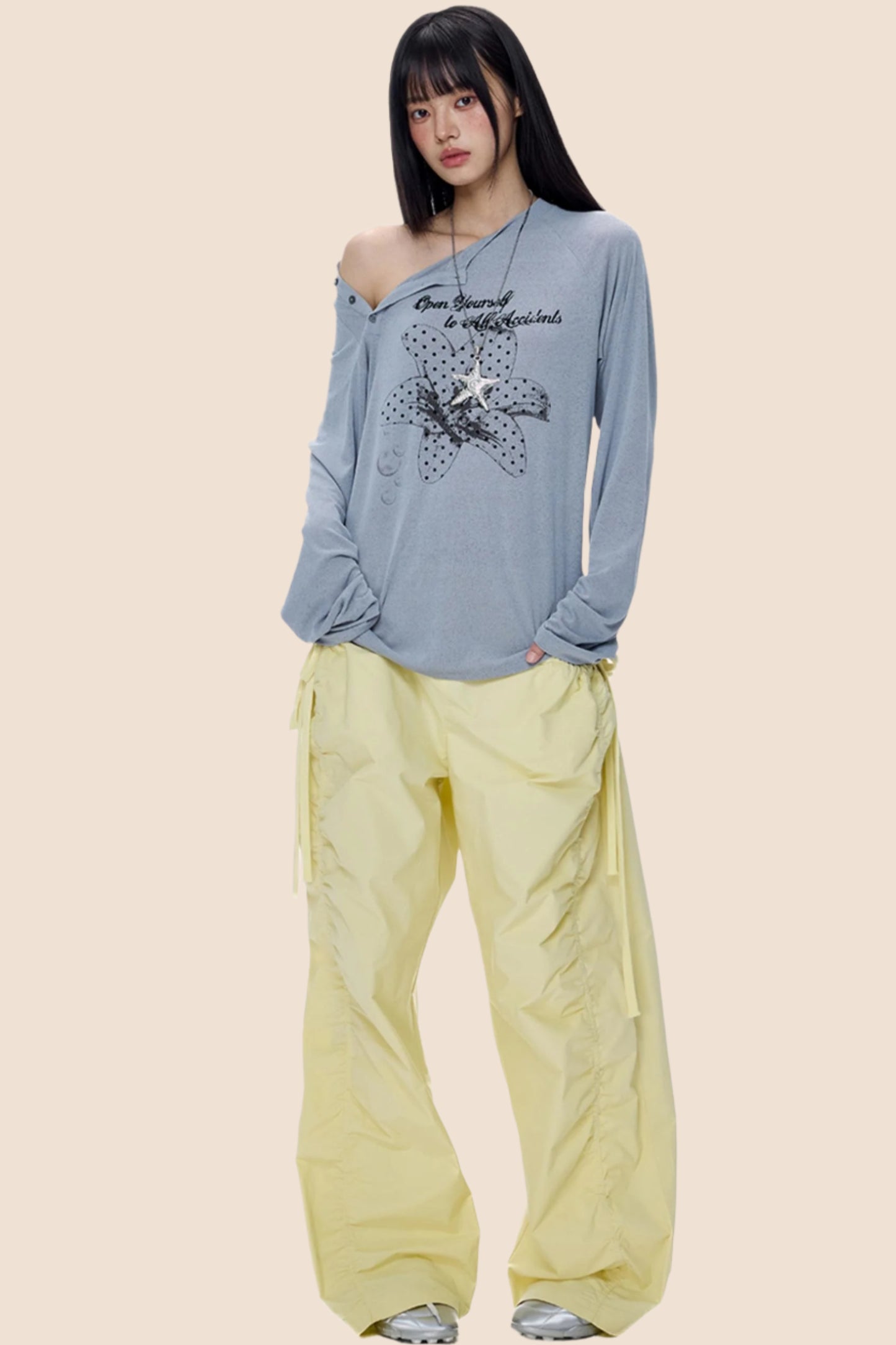 Slanted-Shouldered Summer T-Shirt