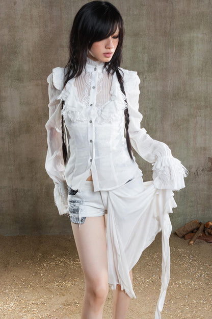 Chiffon Court Tunic Shirt