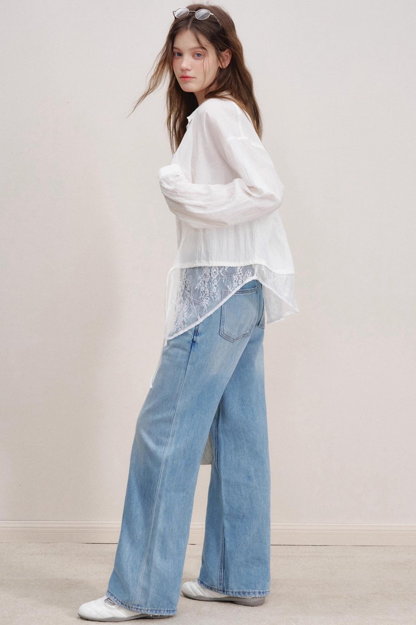 Romantic Lace Wide-Leg Jeans