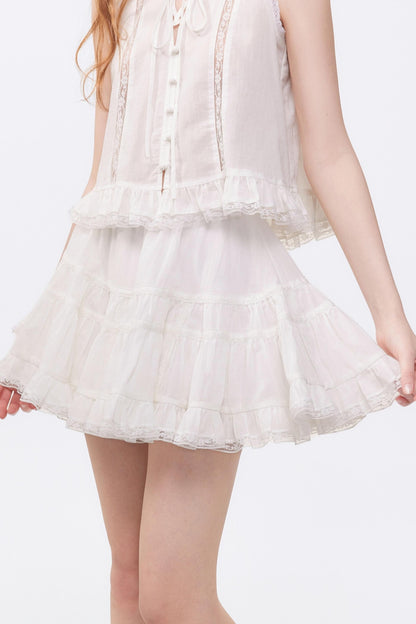 Sleeveless Lace Suit Set-Up