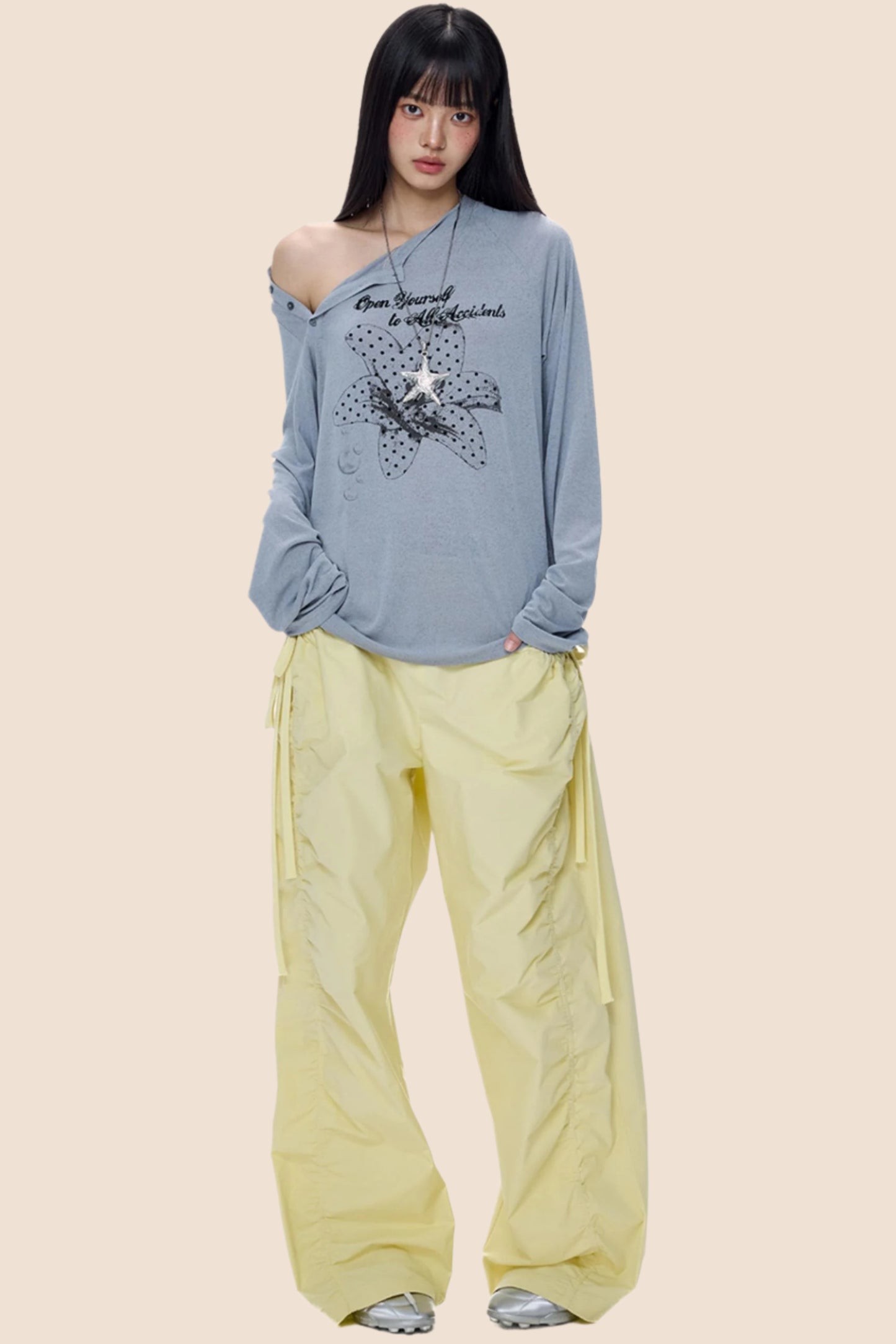 Slanted-Shouldered Summer T-Shirt