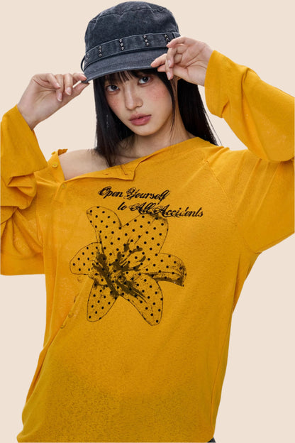 Slanted-Shouldered Summer T-Shirt