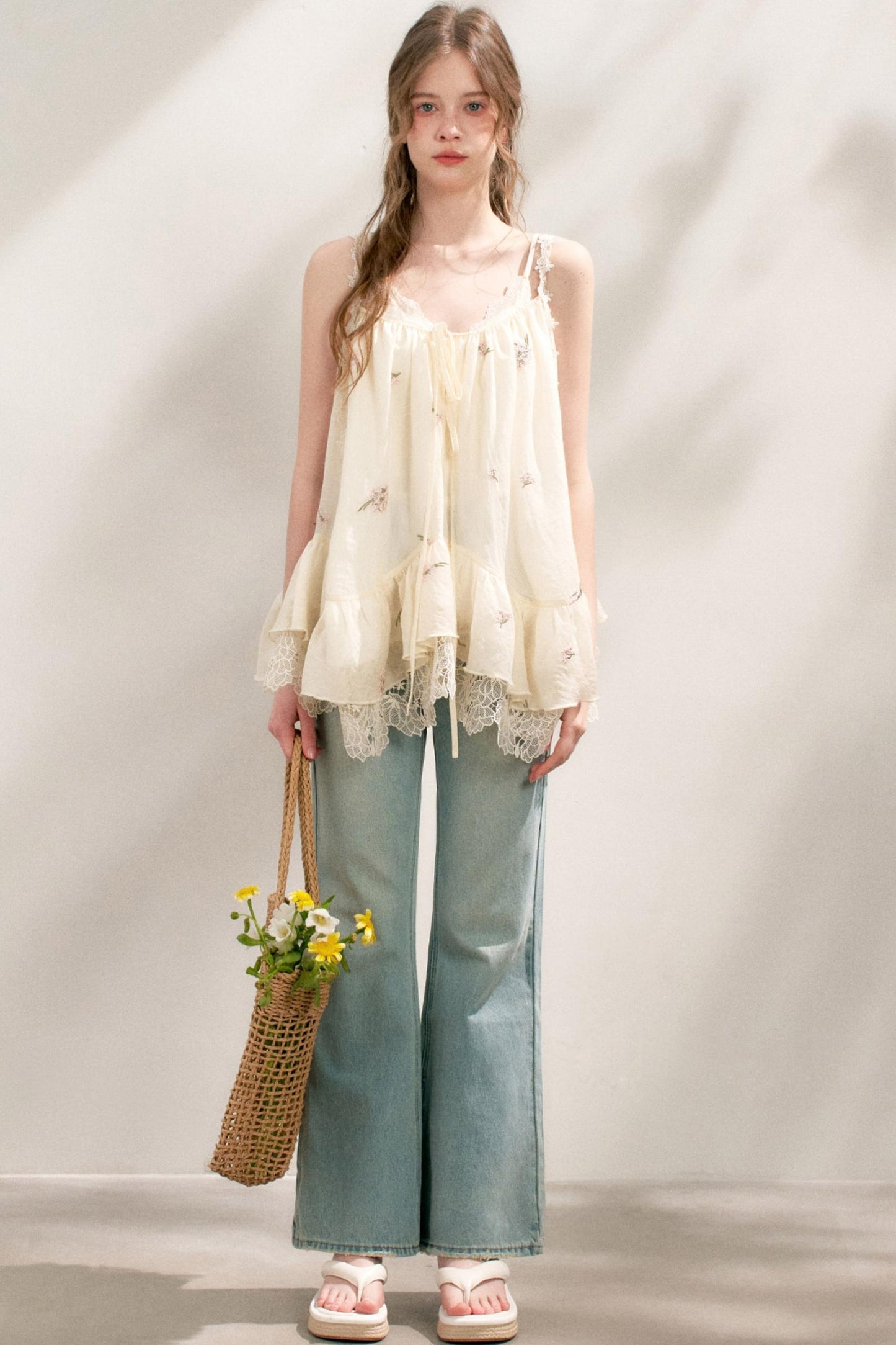 French Lace Flare Jeans