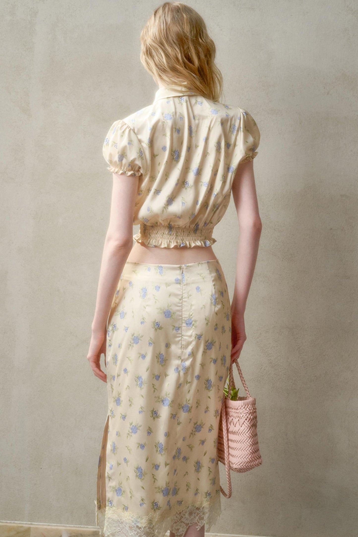 Lemon Lace Skirt With Shirt Set-Up