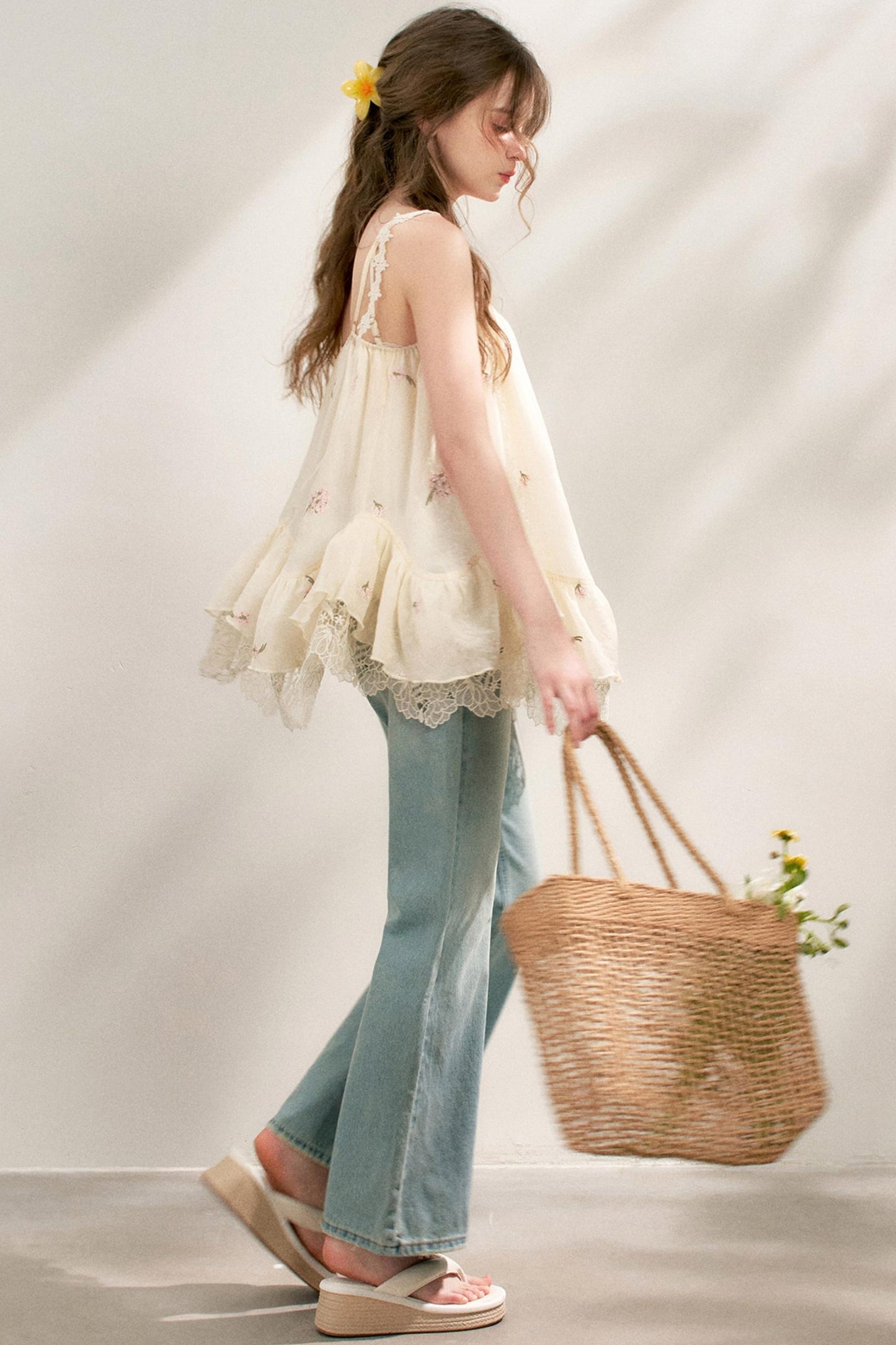 French Lace Flare Jeans