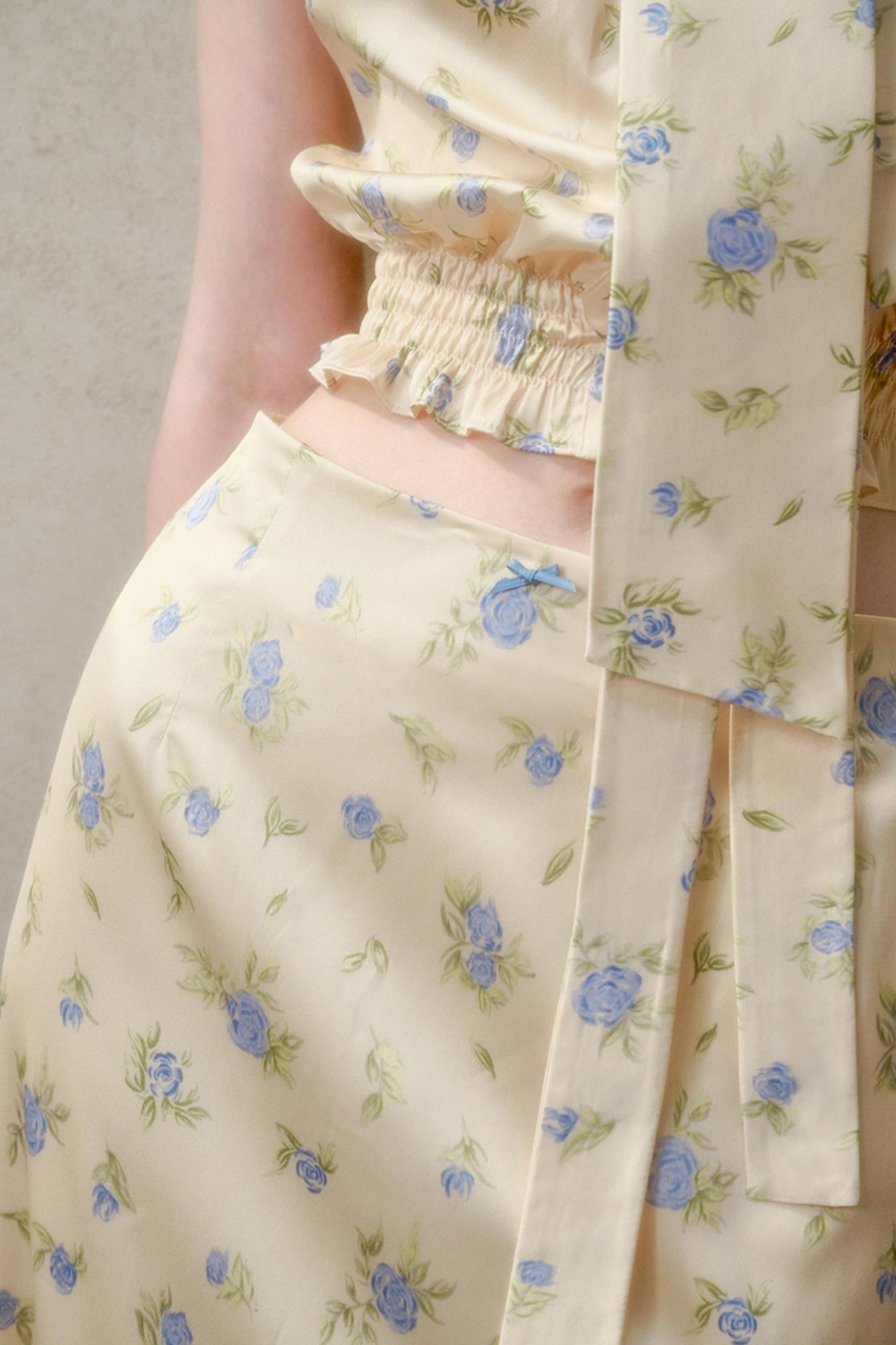 Lemon Lace Skirt With Shirt Set-Up